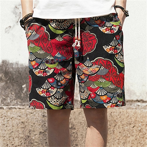 

Per uomo Pantaloncini Pantaloncini estivi Pantaloncini da spiaggia A cordoncino Vita elastica Stampe astratte Comfort Traspirante Esterno Informale Giornaliero Misto cotone Di tendenza Streetwear 1 2