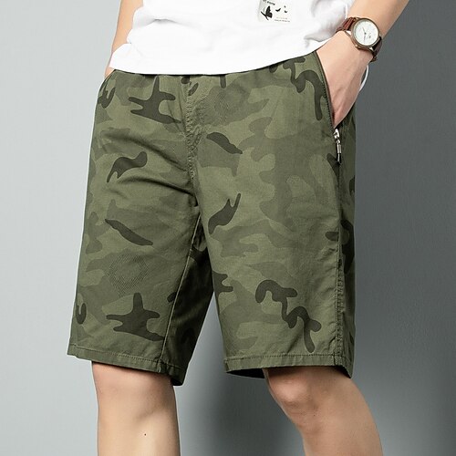 

Herre Cargoshorts Bermudashorts Arbeidshorts Elastisk midje Lomme med glidelås Kamuflasje Farge Komfort Pustende Kort utendørs Avslappet Daglig Kiper Gatemote Stilfull Svart Militærgrønn