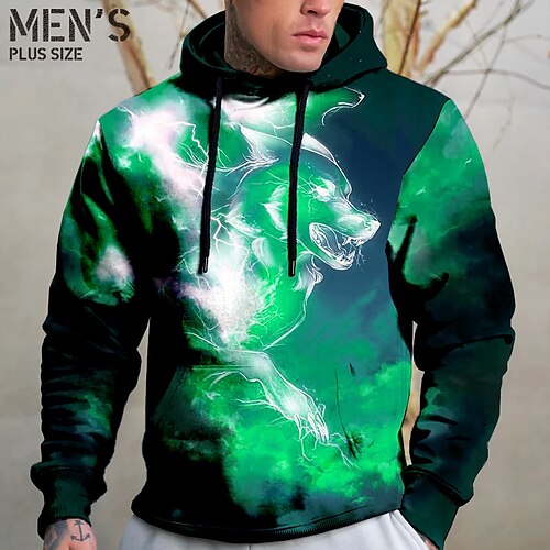 

Per uomo Plus Size Felpa con cappuccio pullover Grande e alto Animali Con cappuccio Manica lunga Primavera & Autunno Essenziale Di tendenza Streetwear Comodo Da tutti i giorni Da mare Top