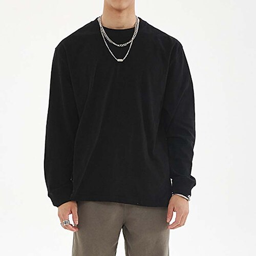 

Men's T shirt Tee Tee Oversized Shirt Plain Solid Colored Crew Neck Street Sports Long Sleeve Clothing Apparel Cotton Fashion Casual Oversized Comfortable