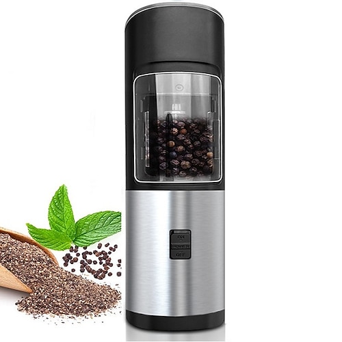 Automatic Salt Pepper Mill Grinder Electric Stainless Steel LED Light  Gravity Operated Mills Kitchen Spice Tools Set for Cooking