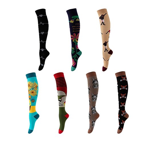 

Men's Women's Socks Compression Socks Cycling Socks Bike / Cycling Breathable Anatomic Design Wearable 3 Pairs Animal Floral Botanical Nylon Black Blue Green S L-XL / Stretchy / Lightweight