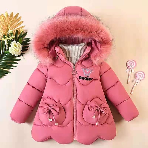 

Bambino (1-4 anni) Da ragazza Piumino Tinta unica stile sveglio Esterno Cappotto Capispalla 3-7 anni Inverno Nero Rosa Rosso