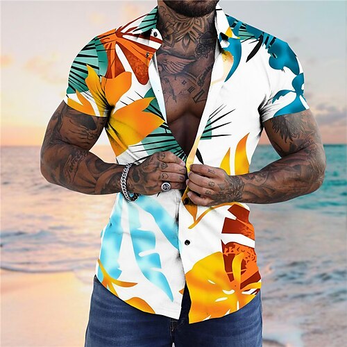 

Per uomo Camicia Camicia hawaiana Floreale Stampe astratte Foglie Collo ripiegabile Giallo Verde Strada Informale Maniche corte Bottone giù Stampa Abbigliamento Tropicale Di tendenza Hawaiano