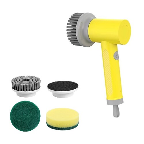 Electric Scrubbing Brush With 2 Replaceable Heads Ipx7 Waterproof Cleaning  Brush Rechargeable Cordless Shower Cleaner Durable Electric Spin Scrubber F