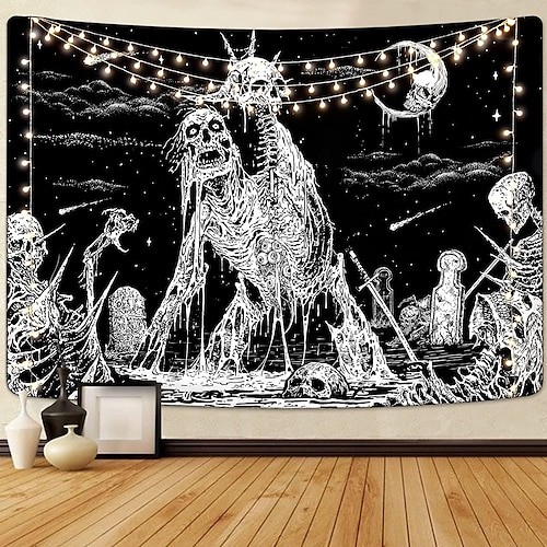 

caveira mais cautelosa tapeçaria de parede grande decoração de arte cobertor cortina pendurada em casa quarto decoração de sala de estar