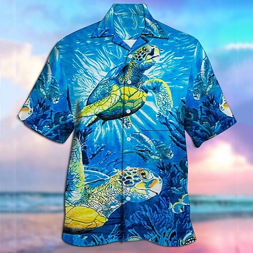 

Per uomo Camicia Camicia hawaiana Animali Stampe astratte Tartarughe Collo ripiegabile Blu Informale Per eventi Manica corta Bottone giù Stampa Abbigliamento Tropicale Di tendenza Hawaiano Morbido