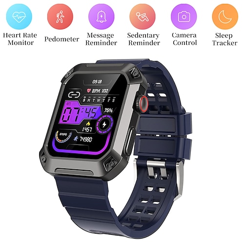 

S2 Smart Watch 1.83 inch Smartwatch Fitness Running Watch Bluetooth Pedometer Call Reminder Activity Tracker Compatible with Android iOS Women Men Waterproof GPS Long Standby IP68 50mm Watch Case