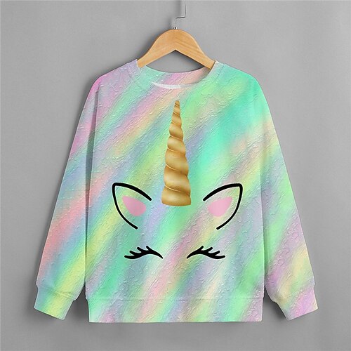 

Barn Jente Genser Dyr Avslappet Langermet Crewneck Bedårende 7-13 år Vinter Svart Lilla Grønn