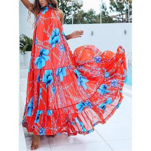 

Women's Swing Dress Sundress Boho Dress Long Dress Maxi Dress Light Pink Red Blue Sleeveless Floral Print Fall Spring Spaghetti Strap Fashion Vacation Fall Dress Spring Dress 2023 S M L XL 2XL