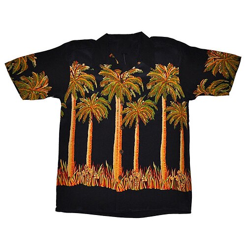 

Men's Shirt Summer Hawaiian Shirt Coconut Tree Graphic Prints Turndown Black Casual Holiday Short Sleeve Button-Down Print Clothing Apparel Tropical Fashion Hawaiian Soft