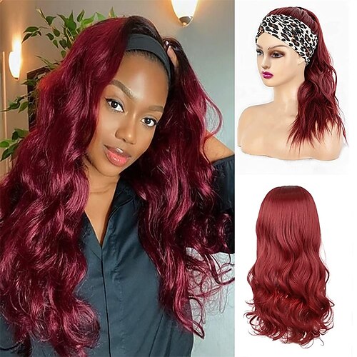 

parrucca fascia vino rosso densità 180% parrucca capelli onda corpo bordeaux glueless parrucche piene fatte a macchina parrucche sintetiche resistenti al calore mezza parrucca naturale per uso