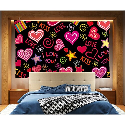 

Valentine's Day Kiss Lip Wall Tapestry Art Decor Blanket Curtain Hanging Home Bedroom Living Room Decoration Polyester