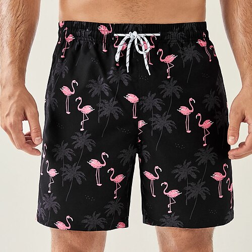 

Herre Surfeshorts Badeshorts Sommershorts Strandshorts Snorer Elastisk midje 3D-utskrift Grafisk Flamingo Pustende Myk Kort Avslappet Daglig Ferie Bohem Gatemote Svart Mikroelastisk