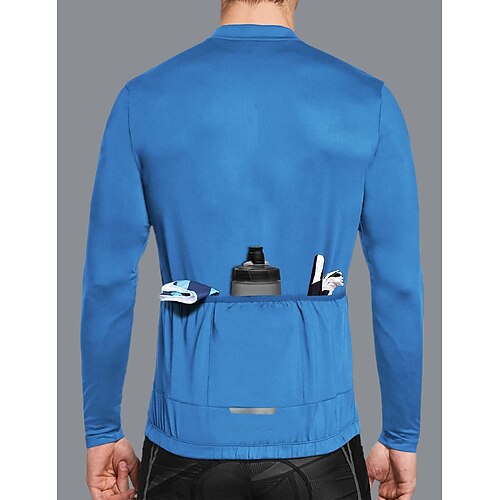 

Herren Langarm Fahrradbekleidung mit 3 Rückentaschen Polyester schwarz blau mintgrün Fahrrad Sweatshirt Jersey Top Mountain Mtb Rennrad Multi-Taschen schnell trocknend Sportbekleidung Bike Shirt