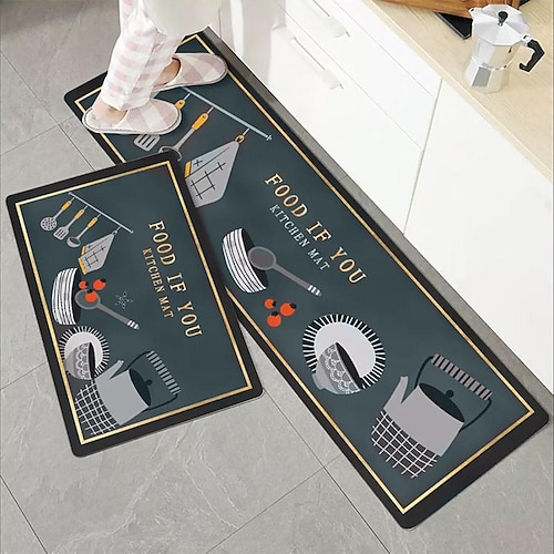 

Alfombra antideslizante estampada para cocina, alfombrilla para suelo, alfombrilla para pies larga sencilla y moderna para el hogar