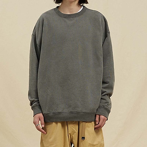 

Men's Sweatshirt Green Yellow Red Gray Crew Neck Solid Color Sports Outdoor Daily Sports Cotton Casual Big and Tall Fall Winter Clothing Apparel Hoodies Sweatshirts