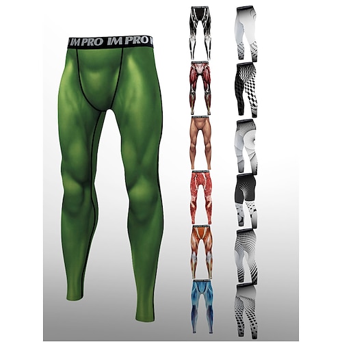 

Herre Kompressionsbukser Løbetights Baselag Atletisk atletiktøj Spandex Åndbart Svedtransporende Blød Fitness Gym Træning Løb Sportstøj Sportstøj Sølvgrå Mørkegrå Sort