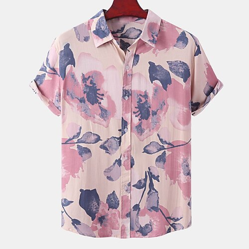

Per uomo Camicia Camicia hawaiana Camicia con bottoni Camicia estiva Maglietta informale Rosa chiaro Nero Rosa Rosso Viola Manica corta Stampe astratte Floreale Collo ripiegabile Strada Hawaiano