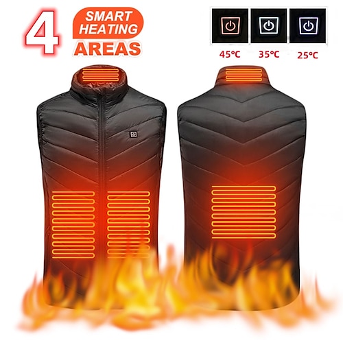 

4 Heating Zones Vest Electric USB Heated Jackets by Graphene Men Women Warm Sportswear Coat For Camping Plus Size Snow Winter