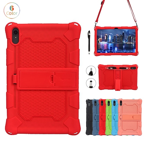 

Tablet Case Cover For Samsung Galaxy Tab S8 Plus A8 S8 S7 S7 Plus A7 A7 Lite S6 Lite A 8.0 Portable Handle with Adjustable Kickstand Solid Colored Armor Silicone For Kids