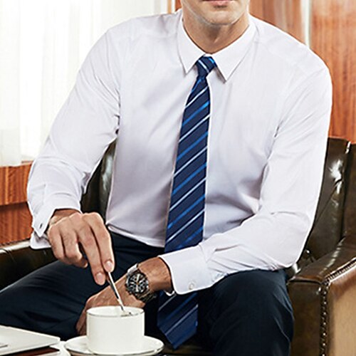 

Homme Chemise Bleu vert Blanche Fuchsia manche longue Col rabattu Printemps Automne Mariage Sortie Vêtement Tenue