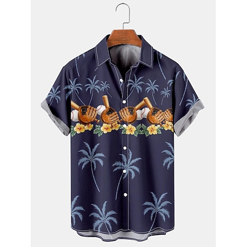 

Men'sShirtSummerHawaiianShirt Baseball Coconut Tree Graphic PrintsTurndownOutdoorStreetShortSleevesButton-DownPrintClothingApparelTropicalFashionDesignerHawaiian