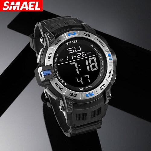 

SMAEL Unisexo Relogio digital Militar Esportivo Relógio Casual Relógio de Pulso Luminoso Dual Display Mergulho Calendário Pulseira de Silicone Assista