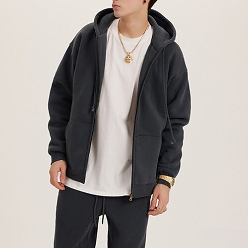 

Men's Full Zip Hoodie Outerwear Apricot Green Black Blue Purple Hooded Plain Zipper Pocket Sports Outdoor Daily Going out Active Streetwear Casual Winter Clothing Apparel Hoodies Sweatshirts
