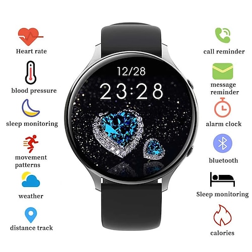 

QS06 Smart Watch 1.28 inch Smartwatch Fitness Running Watch Bluetooth Temperature Monitoring Activity Tracker Sedentary Reminder Compatible with Android iOS Women Men Waterproof Long Standby