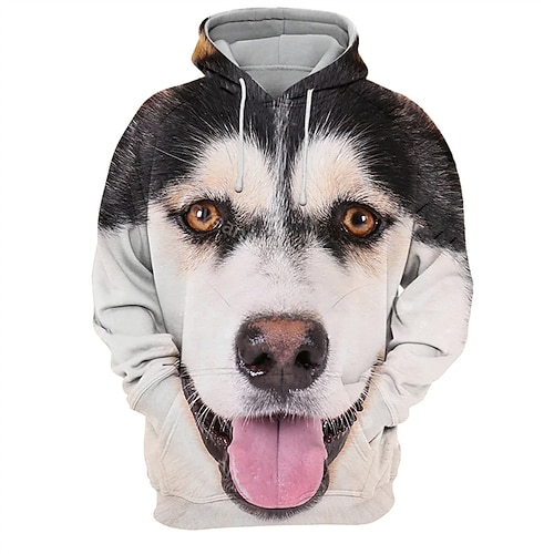 

Men's Pullover Hoodie Sweatshirt White Hooded Dog Graphic Prints Print Daily Sports 3D Print Basic Streetwear Designer Spring Fall Clothing Apparel Hoodies Sweatshirts
