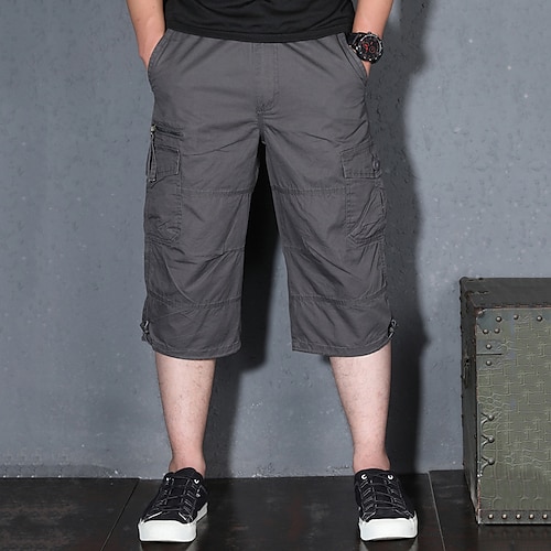 

Herren Cargo Shorts Kurze Hosen Shorts Kurze Hosen Capri-Shorts Caprihose Kurze Hose für Wanderer Zip Elastische Taille Bein Kordelzug Glatt Komfort tragbar Wadenlänge Casual Täglich Strassenmode