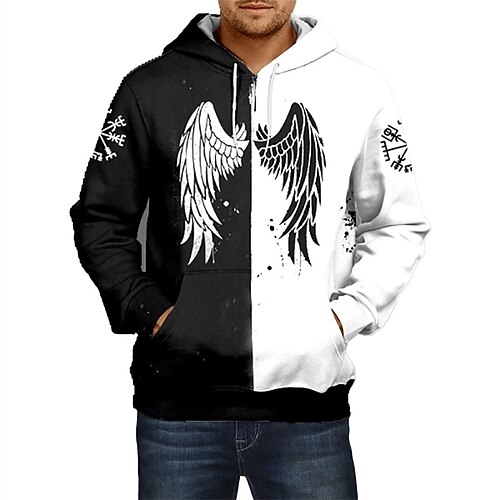 

Men's Pullover Hoodie Sweatshirt Black And White Yellow / Black Black Red Blue Hooded Wings Graphic Prints Print Daily Sports 3D Print Basic Streetwear Designer Spring Fall Clothing Apparel Hoodies