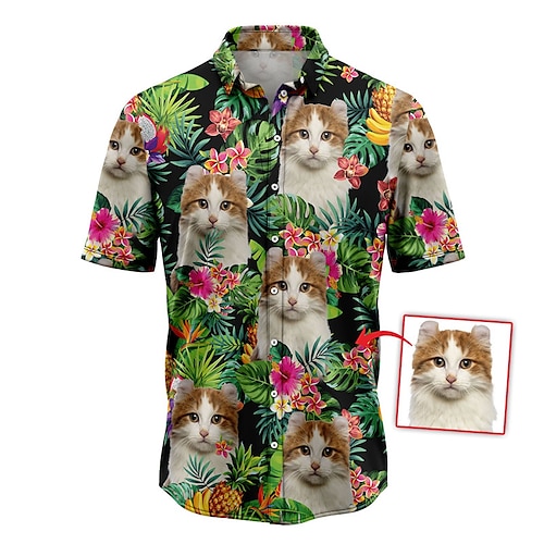 

Herren Hemd Hawaii Shirt Blumen Katze Tropisch Grafik-Drucke Umlegekragen Grün Strasse Casual Kurze Ärmel Button-Down Bedruckt Bekleidung Tropisch Modisch Hawaiianisch Designer