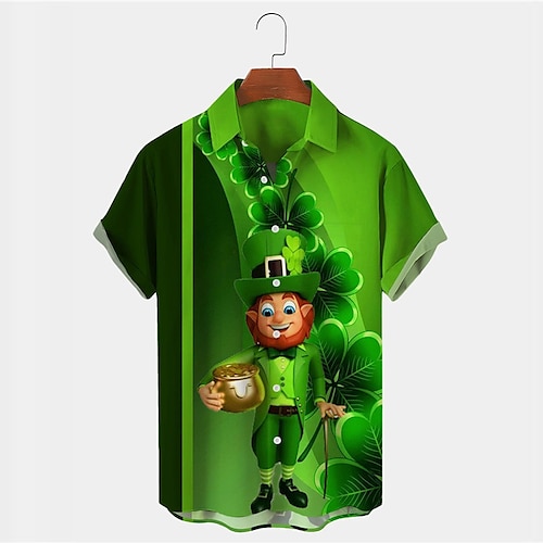 

Per uomo Camicia Cartoni animati Stampe astratte Foglie Collo ripiegabile Verde Esterno Strada Maniche corte Bottone giù Stampa Abbigliamento Tropicale Di tendenza Originale Hawaiano