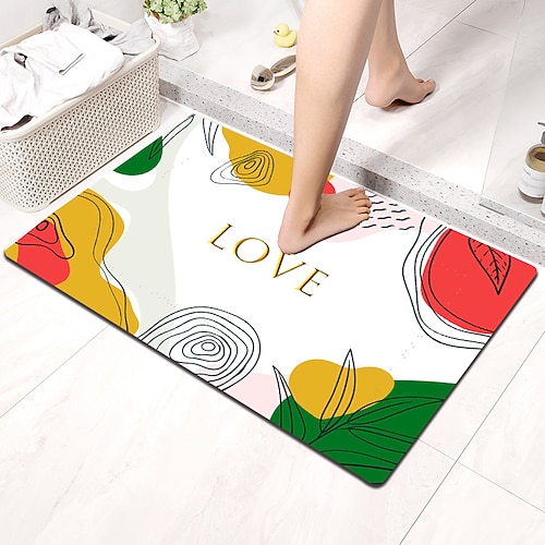 

Floral Pattern Diatomaceous Earth Bath Mat Super Absorbent Bathroom Rug Door Mat New Design
