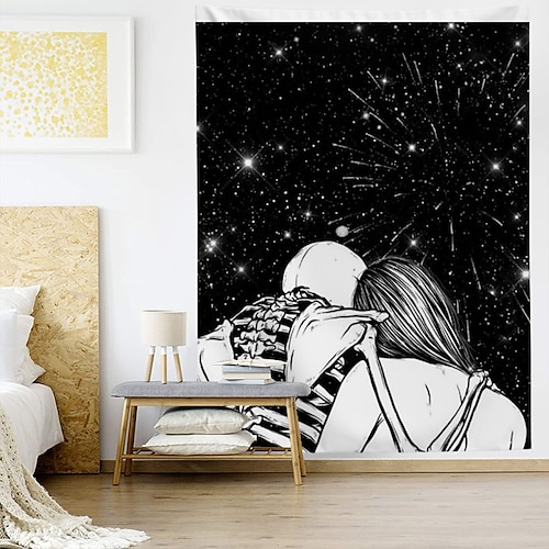 

Valentine's Day Skull Wall Tapestry Art Decor Blanket Curtain Hanging Home Bedroom Living Room Decoration Polyester