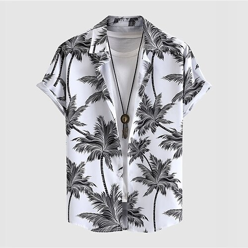 

Men's Shirt Summer Hawaiian Shirt Coconut Tree Graphic Prints Turndown Black Yellow Blue Street Casual Short Sleeves Button-Down Print Clothing Apparel Tropical Fashion Hawaiian Designer
