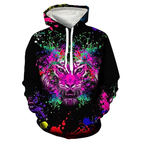 

Homme Sweat à capuche Vert Rose Claire Orange Rouge Capuche Animal tigre Imprimés Photos Imprimer du quotidien Des sports 3D effet basique Vêtement de rue Design Printemps Automne Vêtement Tenue