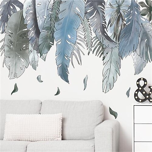 

New Tropical Green Leaves Wall Stickers Living Room Background Rental Room Home Decoration Wall Stickers