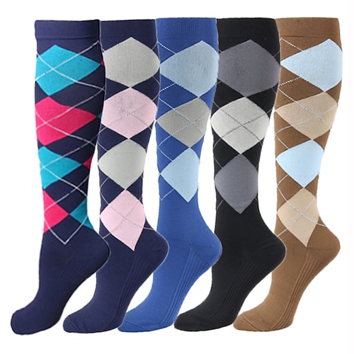 

Men's Women's Socks Compression Socks Cycling Socks Bike / Cycling Breathable Anatomic Design Wearable 3 Pairs Geometric Nylon Black Rosy Pink Blue M L / Stretchy / Lightweight