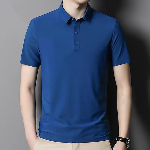 

Per uomo POLO Camicia da golf Golf Esterno Ufficio Collo a polo Manica corta Di tendenza Lavoro Tinta unica Liscio Pulsante frontale Estate Standard Nero Blu marino Blu Reale Blu scuro Azzurro Grigio