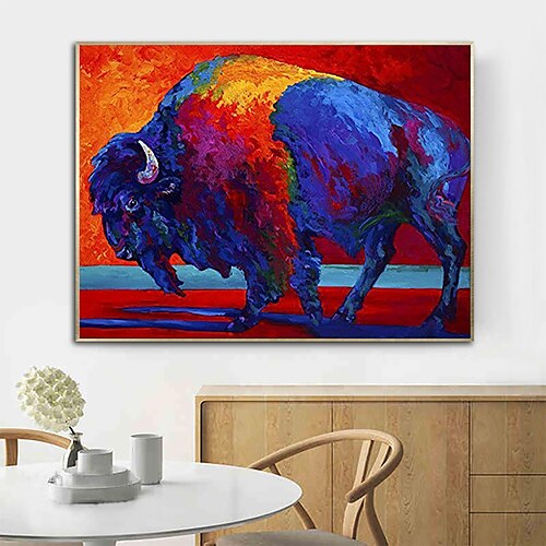 

Peinture à l'huile faite à la main toile art mural décoration moderne animal coloré yaks pour la décoration intérieure roulé sans cadre peinture non étirée