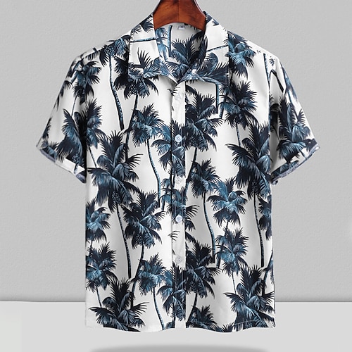 

Herren Hemd Hawaiihemd Sommerhemd Sommerhemd Strandhemd Blumenhemd Weiß Rosa Kurze Ärmel Kokosnussbaum Umlegekragen Outdoor Strasse Button-Down Bekleidung Modisch Brautkleider schlicht Weich