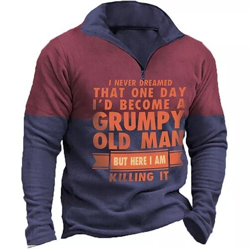 

Men's Zip Up Sweatshirt Pullover Purple Half Zip Letter Graphic Prints Zipper Print Daily Sports 3D Print Basic Designer Casual Spring Fall Clothing Apparel Hoodies Sweatshirts