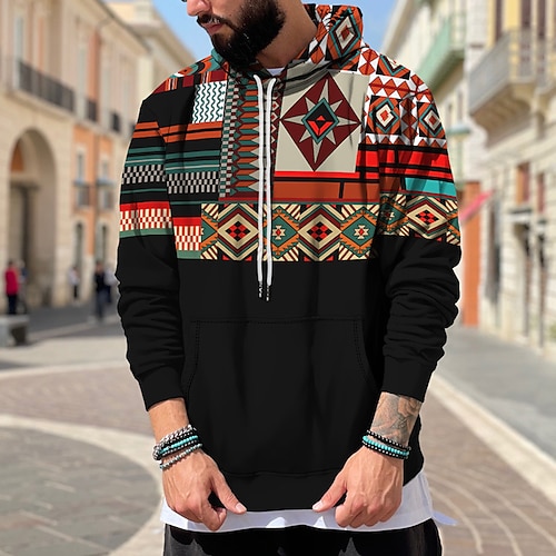 

Hombre Sudadera Con Capucha Negro Rojo Azul Piscina Naranja Marrón Con Capucha Bloque de color Estilo Bohemio Estampados Estampado Diario Deportes Impresión 3D Básico Ropa de calle Design Primavera