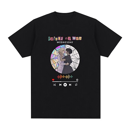

Inspired by Wednesday Addams Addams family Wednesday Enid T-shirt Anime Cartoon Anime Classic Street Style T-shirt For Men's Women's Unisex Adults' Hot Stamping 100% Polyester Casual Daily