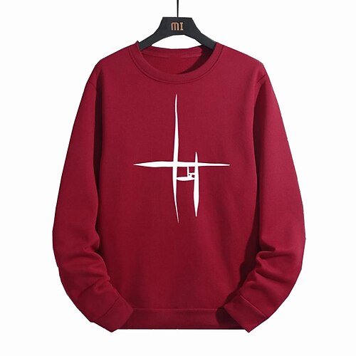 

Herren Sweatshirt Pullover Schwarz Rote Grau Rundhalsausschnitt Bedruckt Festtage Ausgehen Strassenmode Cool Casual Winter Frühling Herbst Bekleidung Kapuzenpullover Sweatshirts