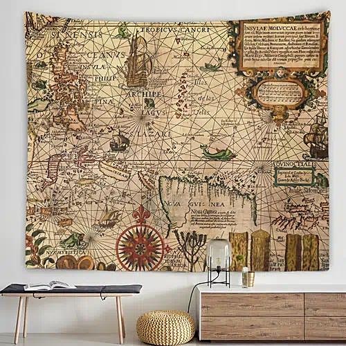 

World Map Large Wall Tapestry Art Vintage Decor Blanket Curtain Hanging Home Bedroom Living Room Decoration Polyester