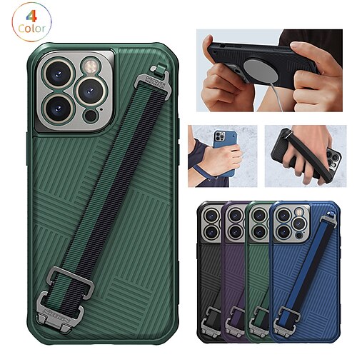 

Phone Case For Apple Back Cover iPhone 14 Pro Max Full Body Protective Four Corners Drop Resistance with Wrist Strap Solid Colored TPU PC